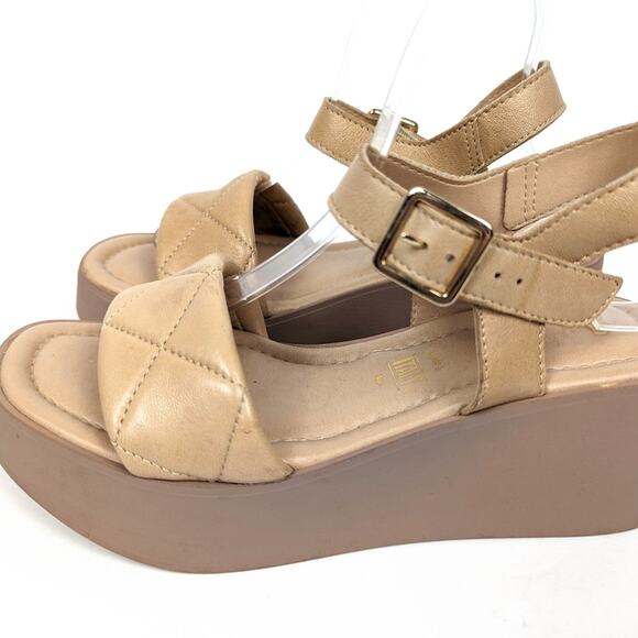 Seychelles Nude High Alert Leather Ankle Wedge Sandal Size 7.5 - Picture 8 of 9